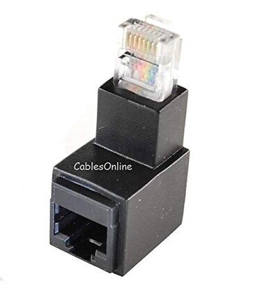 CABLESONLINE.COM ATLANTIC CablesOnline Cat5eCat6 RJ45 Ethernet MaleFemale Right Angle Adapter Female to Male UR45K