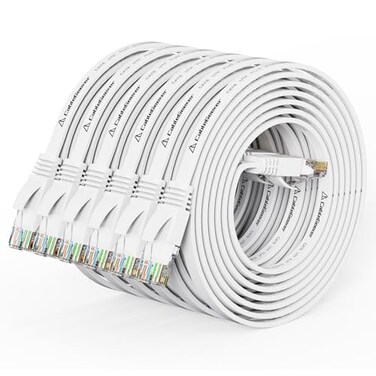 CableGeeker Cat 6 Ethernet Cable 5ft 6 Pack at a Cat5e Price but Higher Bandwidth Flat Internet Network Cables Cat6 Ethernet Patch Cable Short White Computer LAN Cable with Snagless RJ45 Connectors