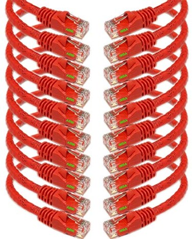 iMBAPrice 1 feet Cat6 Ethernet Network Patch Cable RJ45 Internet Cat 6 Cable 10 Pack Red Compatible with Personal Computer