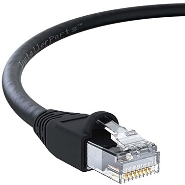 InstallerParts Ethernet Cable CAT6A Cable UTP Booted 15 FT Black Professional Series 10GigabitSec NetworkHigh Speed Internet Cable 550MHZ