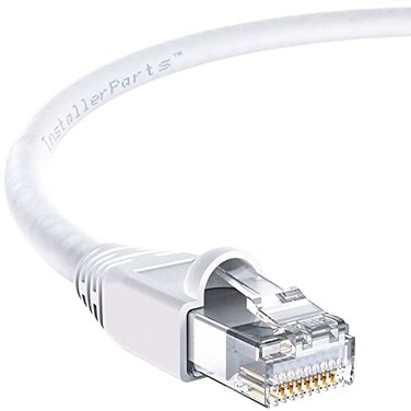 InstallerParts Ethernet Cable CAT6A Cable UTP Booted 15 FT White Professional Series 10GigabitSec NetworkHigh Speed Internet Cable 550MHZ