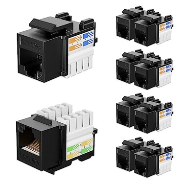 iwillink 10Gbps Cat6 Ethernet Coupler 90Degree Keystone Jack Adapter Black 10Pack