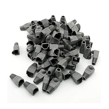 BLUESKY RilexAwhile 100 Pcs Gray Soft Plastic CAT5E CAT6 Ethernet RJ45 Cable Cap Connector Boots Plug Cover Strain Relief Boots Gray