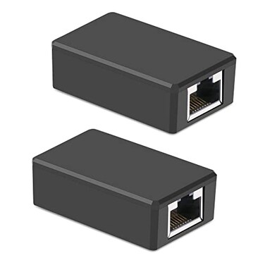 BOLS RJ45 Cat6 Coupler Ethernet Extender Connector 2 Pack in line Coupler for CAT5 CAT5E CAT6E CAT7 CAT7 Ethernet Cable Extender Female to Female Black