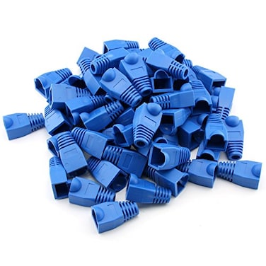 YXQ 100 Pcs Cat5E CAT6 RJ45 Ethernet Network Cable Strain Relief Boots Cable Connector Plug Cover Blue