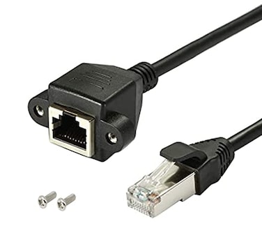 Qaoquda CAT6 Network Extension Cable RJ45 A Male to A Female Screw Panel Mount Extension CableSupport Ethernet Cat 5eCat 610 inch RJ45 MF 20CM