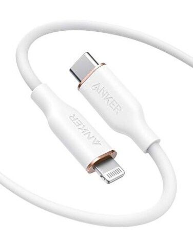 Anker USB C to Lightning Cable MFi Certified Powerline III Flow Silicone Charging Cable for iPhone 13 13 Pro Cloud White 6ft