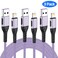 Durcord iPhone Charger Apple MFi Certified 3Pack 10FT USB A Cable for Long Lightning Charger Cable Fast iPhone Charging Cord for iPhone Xs MaxXSXRX876S6PlusSEiPadLight Purple