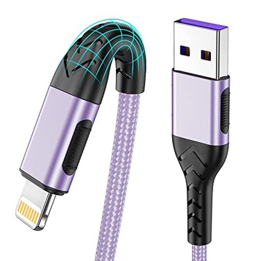 Durcord iPhone Charger Apple MFi Certified 3Pack 10FT USB A Cable for Long Lightning Charger Cable Fast iPhone Charging Cord for iPhone Xs MaxXSXRX876S6PlusSEiPadLight Purple