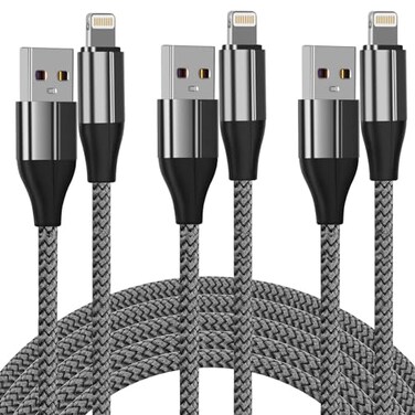 FEEL2NICE iPhone Charger Cable 3 Pack 6 Foot MFi Certified 6 Feet Nylon Braided Lightning Cable iPhone Charging Cord USB Cable Compatible with iPhone 11ProXXs MaxXR8 Plus 7 Plus6 iPad