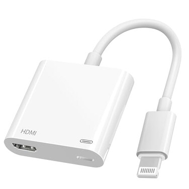 esbeecables MFi Certified Lightning to HDMI Adapter for iPhone Digital AV Adapter 1080P HD Video HDMI Sync Screen Connector Cable with Charging Port for iPhone 14 13 12 11 X 8 7 iPad on HDTVProjectorM