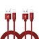 RoFI Phone Charger Cable 2Pack 2 Feet Nylon Braided Fast Charging USB Cord 06M Compatible Phone X 8 8 Plus 7 7 Plus 6s 6s Plus 6 6 Plus 5 5S 5C SE Air Mini and Car Display Red