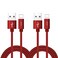 RoFI Phone Charger Cable 2Pack 2 Feet Nylon Braided Fast Charging USB Cord 06M Compatible Phone X 8 8 Plus 7 7 Plus 6s 6s Plus 6 6 Plus 5 5S 5C SE Air Mini and Car Display Red