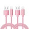 RoFI Phone Charger Cable 2Pack 2 Feet Nylon Braided Fast Charging USB Cord 06M Compatible Phone X 8 8 Plus 7 7 Plus 6s 6s Plus 6 6 Plus 5 5S 5C SE Air Mini and Car Display Rose Gold