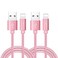 RoFI Phone Charger Cable 2Pack 2 Feet Nylon Braided Fast Charging USB Cord 06M Compatible Phone X 8 8 Plus 7 7 Plus 6s 6s Plus 6 6 Plus 5 5S 5C SE Air Mini and Car Display Rose Gold