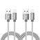 RoFI Phone Charger Cable 2Pack 2 Feet Nylon Braided Fast Charging USB Cord 06M Compatible Phone X 8 8 Plus 7 7 Plus 6s 6s Plus 6 6 Plus 5 5S 5C SE Air Mini and Car Display Silver