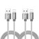 RoFI Phone Charger Cable 2Pack 2 Feet Nylon Braided Fast Charging USB Cord 06M Compatible Phone X 8 8 Plus 7 7 Plus 6s 6s Plus 6 6 Plus 5 5S 5C SE Air Mini and Car Display Silver