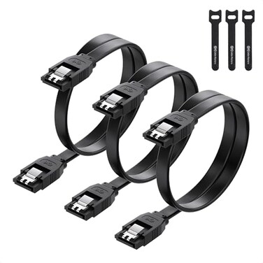 Cable Matters 3Pack Straight SATA Cable 18 Inch SATA III 6Gbps Data Cable for SSD HDD CDDVD Drives Hard Drive Optical Drive Gaming PC Desktop Motherboard Black