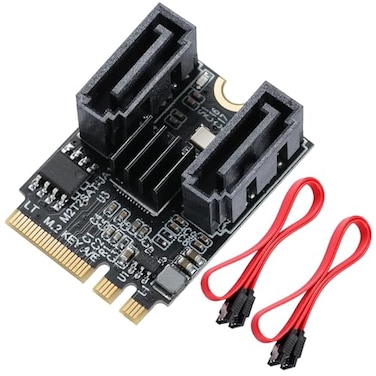 MZHOU M2AE Key to 2 Ports SATA30 6G Multiplier Free Driver with 2X SATA Cables for Motherboard SATA Hard Drive Port Extension Cards