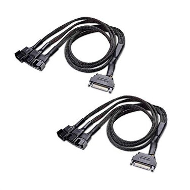 Cable Matters 2Pack 3 Computer Case Fan Splitter Cable with SATA Power 16 Inches