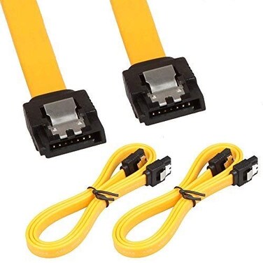 LINESO 2Pack 32in Long SATA Cable 6gb Straight with Locking LatchYellow