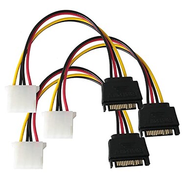 SJZBIN SATA Power Cable Adapter 3PCS 8Inch SATA 15 Pin Male to Molex LP4 Female Power Cable