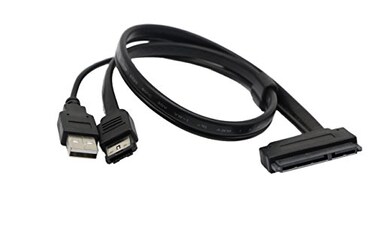 SinLoon 25 Hard Disk Drive SATA 22Pin to eSATA Data 5V USB Powered Cable Adapter for Optimized for SSD Support UASP SATA IIIECSSHDBlack