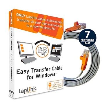 LAPLINK Easy Transfer Cable Includes PCmover Express Data Transfer Software and High Speed Ethernet Cable Single Use License Only Transfers Files and Settings Compatible with Windows 11