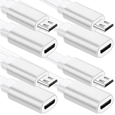 Sumind 4 Pcs Micro USB Extension Cable 10 ft 3 Meters Micro USB Power Extension Micro USB Female to USB Male Compatible with Wireless Security Camera Flat Power Cable Cable Clips IncludedWhite