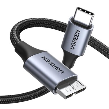 UGREEN 10 Gbps Micro B to USB C Hard Drive Cables 33FT USB C to Micro B External Hard Drive Cable Compatible with MacBook ProAir iPadTablet iPhone Samsung Galaxy S24 WD Seagate etc