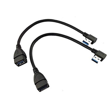 Seadream 2Pack SuperSpeed USB 30 Angle Male to Female Extension Cable 20CM 2Pack Each of Left Angle and Right Angle