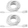 Smays 2Pack 25ft USB to Micro USB Extension Power Cable Compatible for Wyze Cam Oculus Go Yi Home Camera Kasa Cam Security Camera White