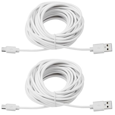 Smays 2Pack 25ft USB to Micro USB Extension Power Cable Compatible for Wyze Cam Oculus Go Yi Home Camera Kasa Cam Security Camera White