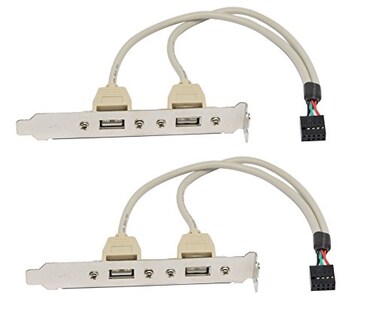 SinLoon 2Pack Computer Cables Connectors NEW 2 Port USB 20 Motherboard Rear Panel Expansion Bracket to IDC 9 Pin Motherboard USB Cable Host Adapter
