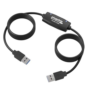 Plugable USB Transfer Cable Unlimited Use Transfer Data Between 2 Windows PCs Compatible with Windows 11 10 7 XP Bravura Easy Computer Sync Software Included