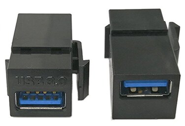zdyCGTime USB 30 Keystone Jack Inserts 2Pack USB 30 Adapters Female to Female Connector for Wall Plate Outlet PanelBlack USB 30 A