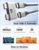 Afterplug Dual USBC Extender for MacBook with Case 2Port PassThrough Adapter for Thunderbolt 543 USB4 240W PD 8K Video 80Gbps Data Silver