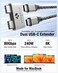 Afterplug Dual USBC Extender for MacBook with Case 2Port PassThrough Adapter for Thunderbolt 543 USB4 240W PD 8K Video 80Gbps Data Silver