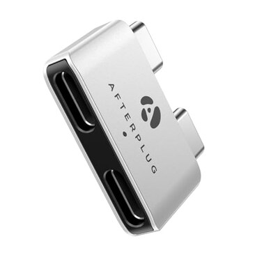 Afterplug Dual USBC Extender for MacBook with Case 2Port PassThrough Adapter for Thunderbolt 543 USB4 240W PD 8K Video 80Gbps Data Silver