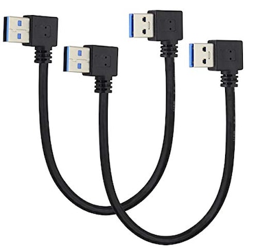 AAOTOKK 2 Pack Left Right Angle USB 30 A Cable 90 Degree USB 30 Type A Male Transferring Data and Charging Extension Cable for Hard DrivePrintersModemsMouseLaptop Cooler03M1ftBlack