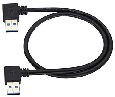AAOTOKK 90 Degree 30 A USB Cable Left Right Angle USB 30 A to A Male Charging and Transferring Data Extender Connector Cable for USB KeyboardMouseFlash DriveHard Drive06M2ftBlack