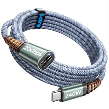AINOPE USB C Extension Cable 66FT 20Gbps 240W Fast Charging Sync 4K60Hz USB 32 Male to Female Extender Cable for PSVR2 Hub MacBook Magsafe Charger Phone More