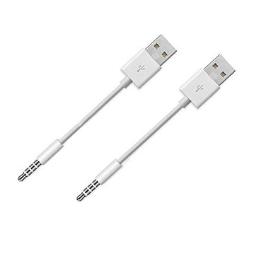 Amicable USB Date Cable Replacement for iPod Shuffle Charger Cable2Pack 35mm JackPlug to USB Power Charger Sync Data Transfer Cable for iPod Shuffle 3rd 4th 5th 67 Gen MP3