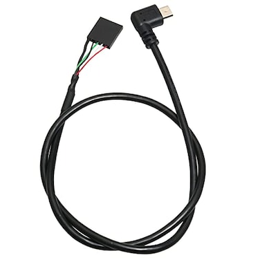 BAIRONG 90 Degree Right Angle Micro USB Male to 5 Pin Motherboard Female Adapter Extended Cable 50CM Black