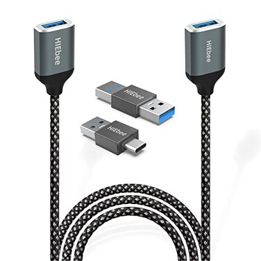 EBEETECH 33FT USB 30 to Extension Cable Female Cord A Male Adapter C Adapter Extended Compatible with Mouse Keyboard Laptop3 Pack