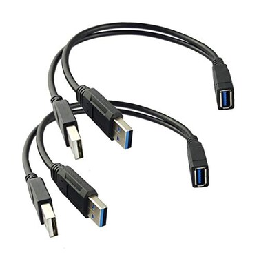 MMNNE 2Pack USB 30 Female to Dual USB Male Extra Power Data Y Extension Cable for 25 Mobile Hard Disk