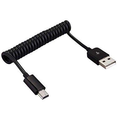 mxtechnic USB 20 Type A Male to Mini Expansion Spring Coiled Cable 436inch Standard Spiral Flexible Extension for Printers Cameras Mouse Cell Phone