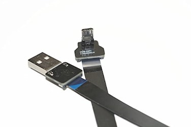 Permanent Short FPV Flat Slim Thin Ribbon FPC Cable Micro USB 90 Degree to Standard USB A for sync and Charging 5CM