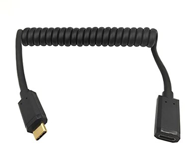 Qaoquda Coiled USB 31 Type C Cable USBC Male to USBC Female Coiled Spring Spiral Cable 3A 10Gbps Fast Charging Data Extension Cable Stretched 4FT12M MF