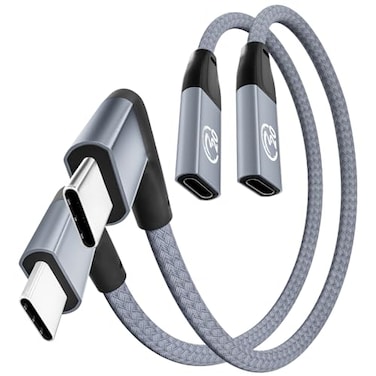 UseBean Right Angle USB C Extension Cable 06FT 2Pack USBC 32 Gen2 20Gbps Male to Female 4K Video Cord Compatible for iPhone 16 15 Pro Max MacBook Pro M4 M3 Surface Go Galaxy S25 S24